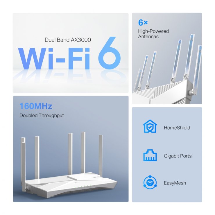Imagine Router Wi-Fi Gigabit Dual Band AX3000, TP-LINK ARCHER AX56